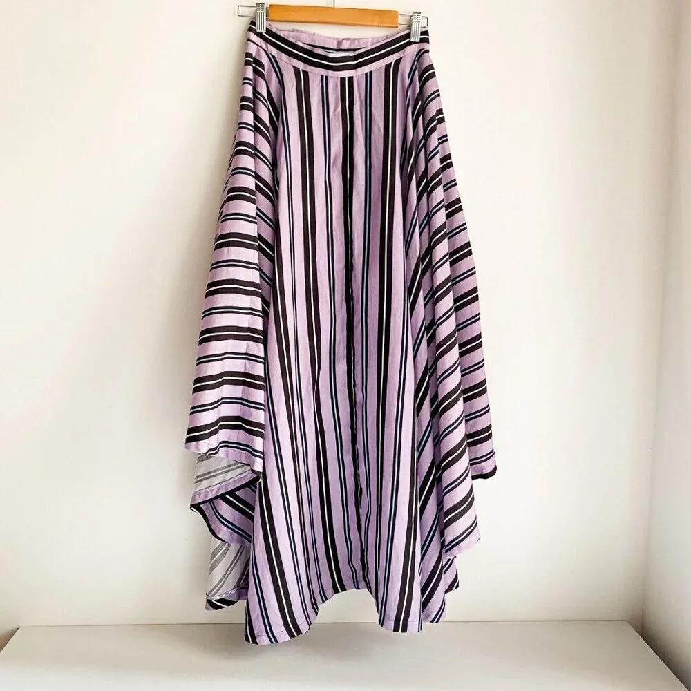 G.V.G.V Lavender Purple Striped high Low Rexcell Skirt 36 Made in Japan - Picture 4 of 8
